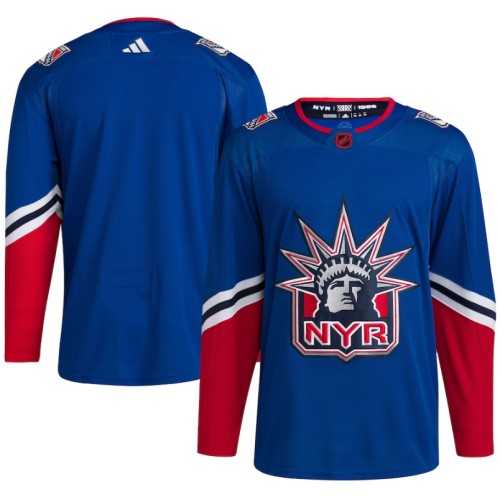 Mens New York Rangers Blank Blue 2022-23 Reverse Retro Stitched Jersey